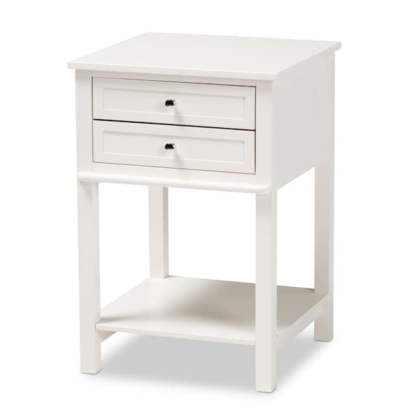 Baxton Studio Willow Transitional White Finished 2-Drawer Wood Nightstand 163-9034 - main